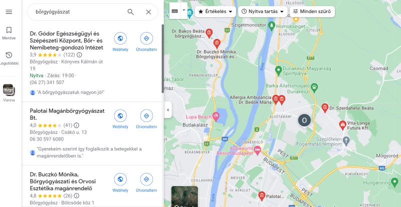 google értékelések a térképes találatoknál